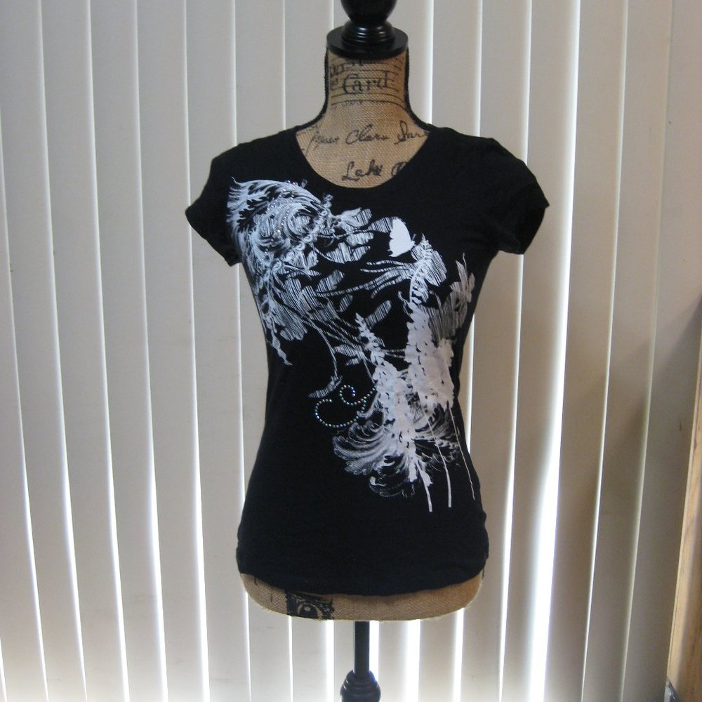 NWOT Express black graphic tee t shirt top XS extra small